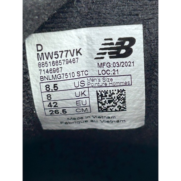 New‎ Balance 577 Mens Walking Shoes Black Leather Hook and Loop MW577VK Sz 8.5 D main image 4